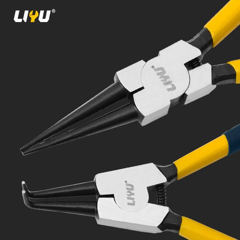 Circlip Pliers For Internal And External Dual-purpose Industrial Grade Card Yellow Pliers Set Card Spring Pliers Open Expansion Pliers 175mm*4pcs factory