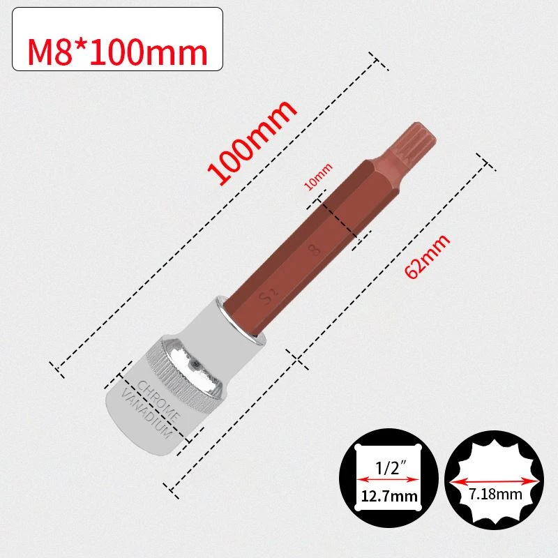 НАСАДКА ДЛЯ НАСАДКИ 1/2" M8 L100MM